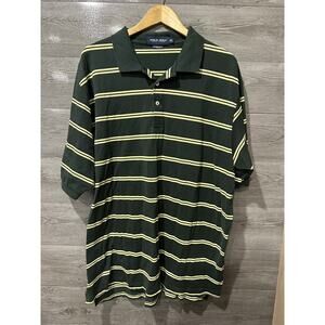 Polo Golf Ralph Lauren Men Green Stripe W/ Yellow Navy Cotton Shirt Sz XXL